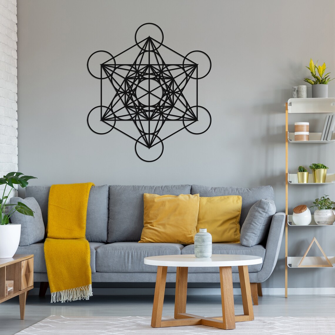 Sacred Geometry Wall Accent, Huge Metatron Cube Wall Art, Large