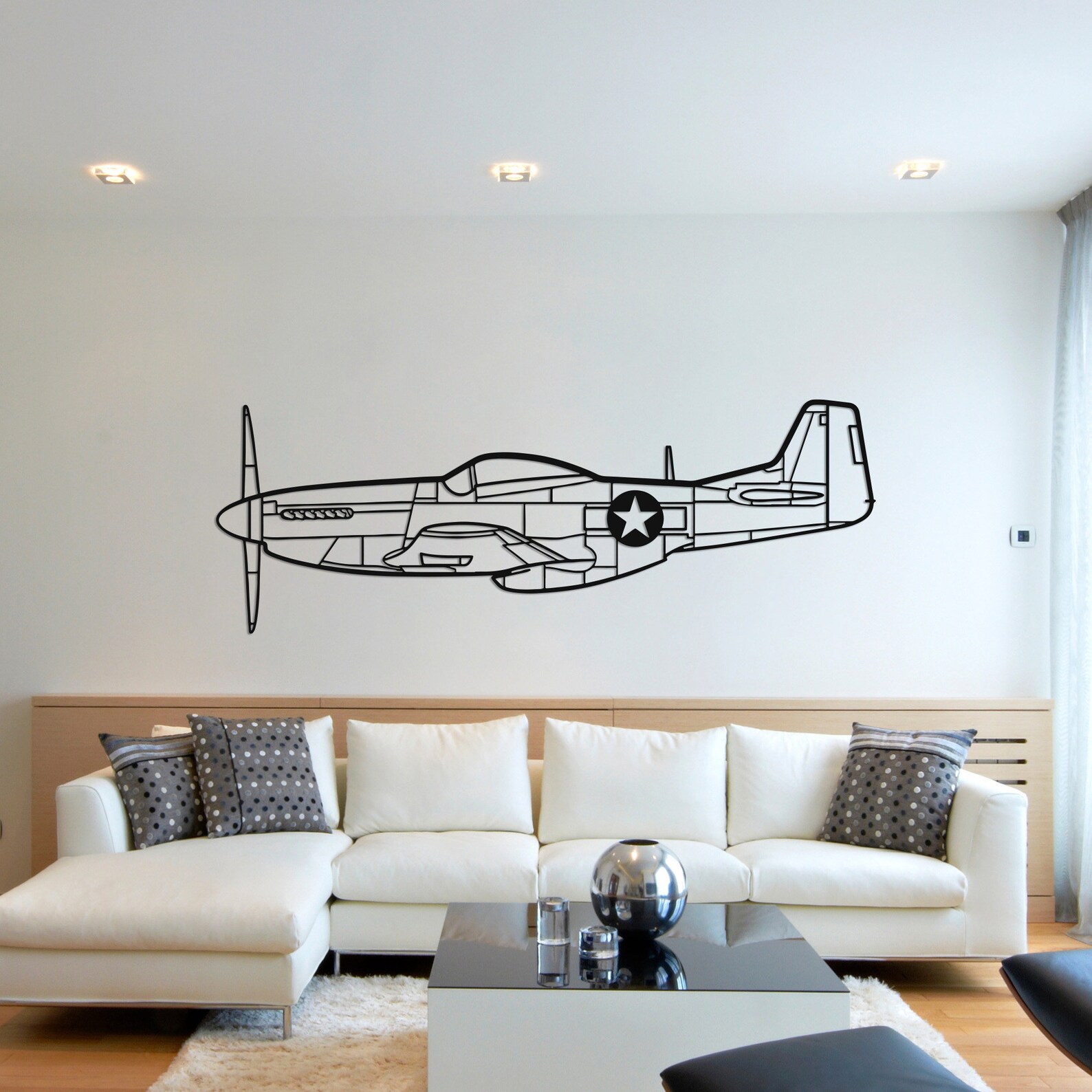 P51 Mustang Wall Art, US Air Force Wall Decoration, Vintage Warbird