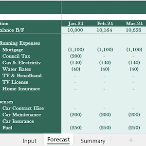 Annual Cashflow Forecast Spreadsheet - Budgeting