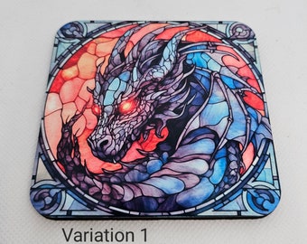 Stained Glass Dragon Coasters - Square