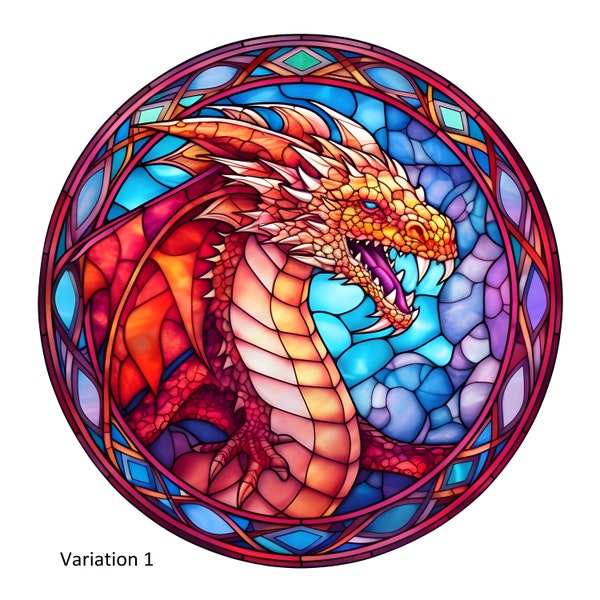 Stained Glass Dragon Coasters - Round