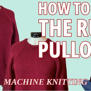 May include: How to knit the Ruby Pullover, a tutorial on machine knitting a red sweater. The video features a woman wearing a red sweater and holding a microphone.