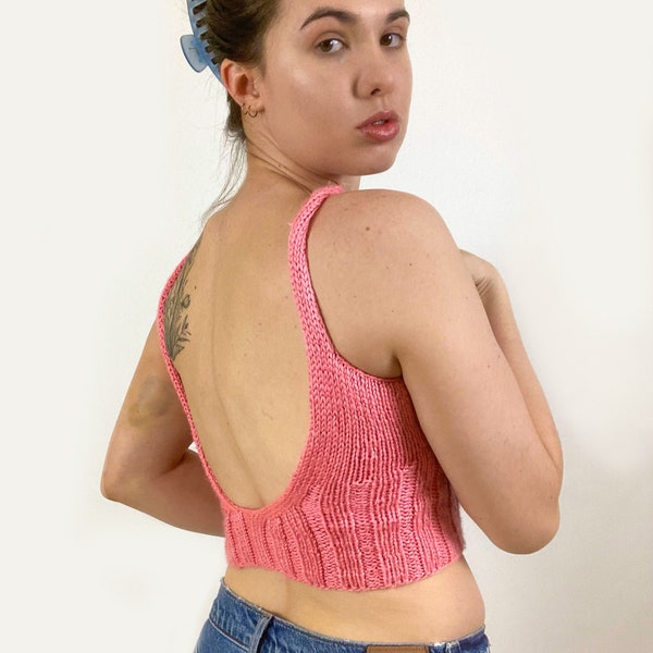 Summer Breeze Backless Knit Tank * Tanktop* Lowback Knitting Pattern* Made to Measure