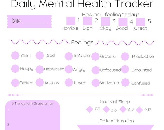 Mental Health Check in Digital Printable for Therapists, Counselors ...