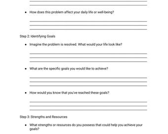 Arbeitsblatt zur Problemlösung, Problemlösungsfähigkeiten, Arbeitsblatt für Beratung / Sozialarbeit, psychische Gesundheit, Konfliktlösung