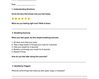 Coping Skills Worksheet for Kids, Kids Mental Health Worksheet, Kids Coping Skills
