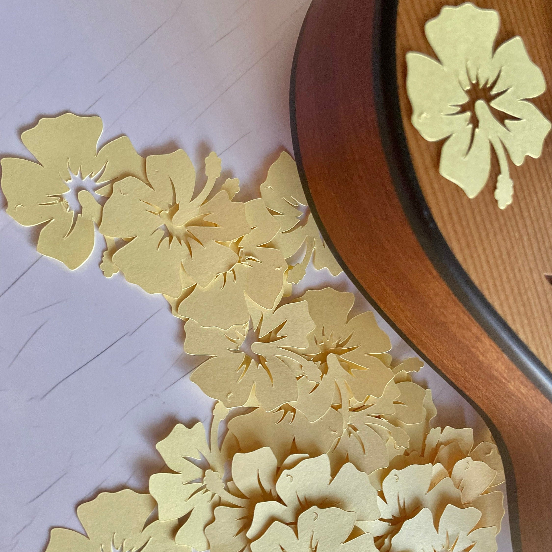 Yellow hibiscus Luau Confetti Set of 100 Luau Party Hawaiian Party Hibiscus Party Decor Table Confetti