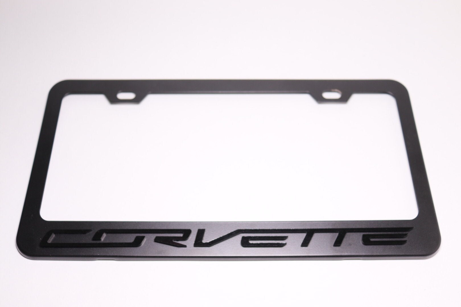 1 Engraved Chevy Corvette Vette C5 Chrome Metal License Plate Frame W Logo Caps - View #8