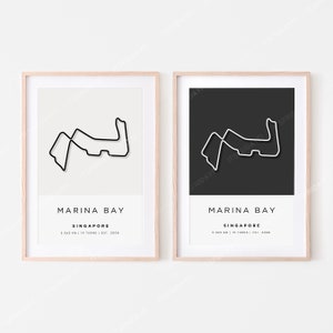 Singapore Formula 1 Circuit Print | Marina Bay | Digital Download | F1 Track Wall Art | Two Colors