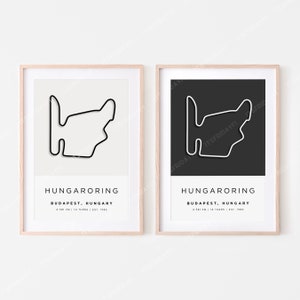 Impresión de circuito de Fórmula 1 de Hungría / Hungaroring / Descarga digital / Arte de pared de pista de F1 / Dos colores