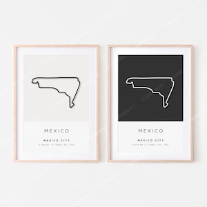 Mexico Formula 1 Circuit Print | Hermanos Rodriguez | Digital Download | F1 Track Wall Art | Two Colors