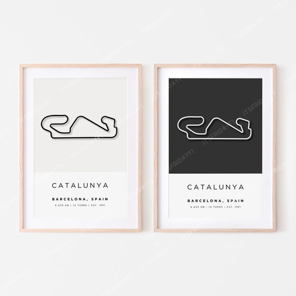 Spain Formula 1 Circuit Print | Catalunya | Digital Download | F1 Track Wall Art | Two Colors