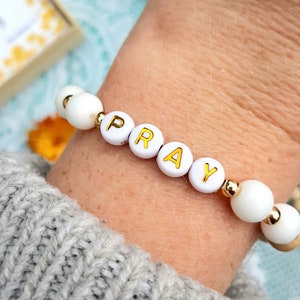 Pulsera de oración - joyería de versículos bíblicos de cuentas de madera orar sin cesar 1 Tesalonicenses 5 17