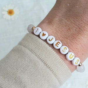 I love Jesus gold bead bracelet, faith jewelry, christian beaded bracelets