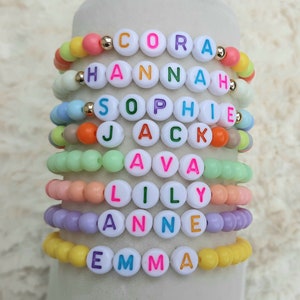 Pulseras con nombre personalizado para niños-pulsera infantil personalizada-pulseras con cuentas para niños