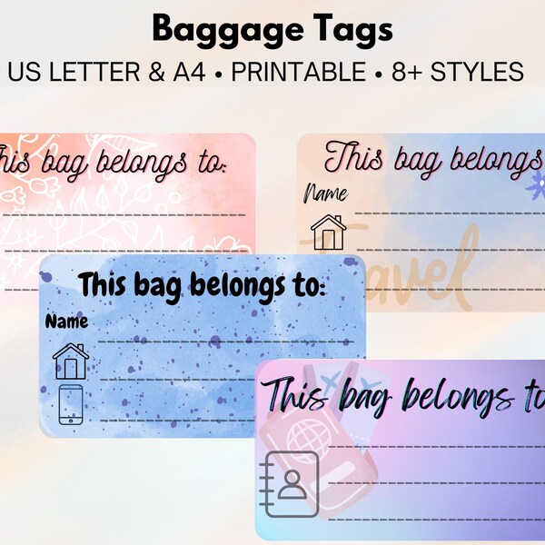 Baggage Tags Print Etsy