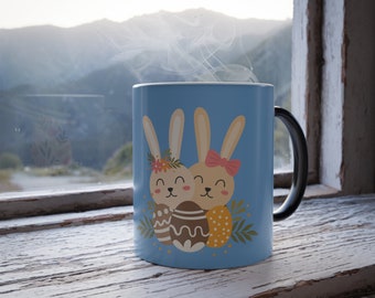 Mug évolutif couleur de Pâques 11 oz | Tasse personnalisée en céramique réactive à la chaleur