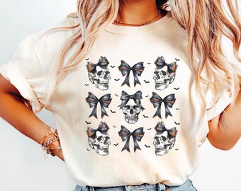 Retro Halloween Comfort Colors shirt Spooky Skull Shirt Vintage Bowtie Halloween Shirt Skeleton Shirt Retro Fall Shirt Fall Shirt for Autumn