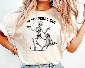 私の野生の時代のハロウィーンアライグマシャツ面白いスケルトンTシャツミームアライグマTシャツ野生シャツダンシングスケルトンミュージックシャツ面白いシャツトップ