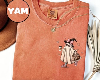 Comfort Colors® Сute Ghost Coffee Shirt Сute Little Ghost Iced Coffee t-shirt Boo Ghost Shirt Ghost Coffee Shirt Halloween Coffee Lovers Tee