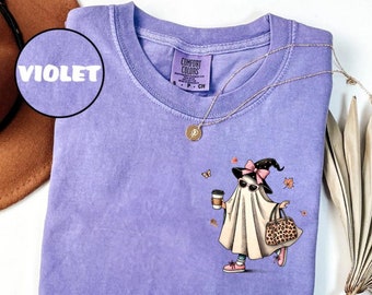 Comfort Colors® Сute Ghost Coffee Shirt Сute Little Ghost Iced Coffee t-shirt Boo Ghost Shirt Ghost Coffee Shirt Halloween Coffee Lovers Tee