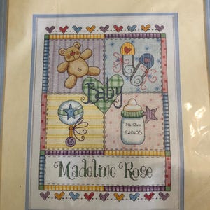 2005 Needlwork Kit Counted Cross Stitch Birth Record Baby Hugs by Dimensions | 9&quot; x 12&quot; Finished