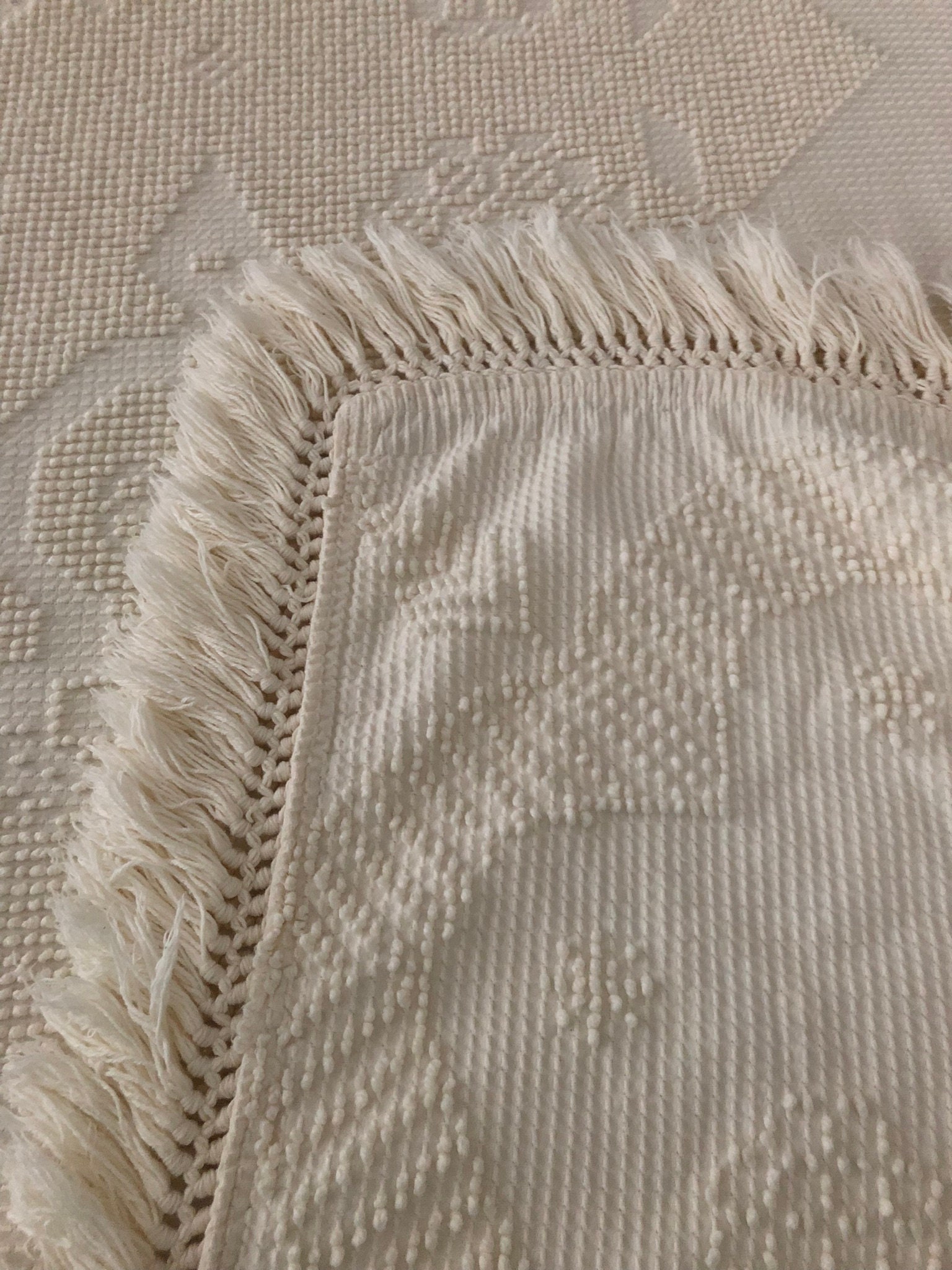 Vintage White Cotton Chenille Hobnail Bedspread for Full Size Etsy