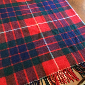 Scottish Tartan Red Plaid Wool Throw with Twist Fringe by Gretna Green for Tartan & Tweed Shop | 60" x 64"