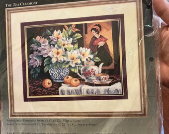 Heritage Collection Needlepoint Tapestry Kit The Tea Ceremony 06020 by JCA Inc. | 16" x 12" Finished