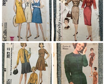 Set of Four Vintage Sewing Patterns from the 60s by Simplicity, Sew Easy, and McCalls | Ladies Size 14