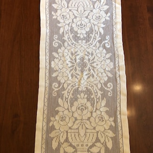 Ivory Filet Lace Table Runner or Dresser Scarf | 14&#39; x 31&quot;