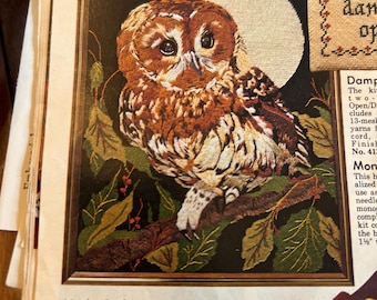 70s Large Needlepoint Kit of Night Owl by Something Special for The Stitchery | Finished 16" x 20"