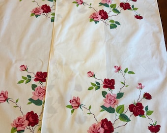 White Floral Rose Table Runner or Dresser Scarf | 17.5" x 32"