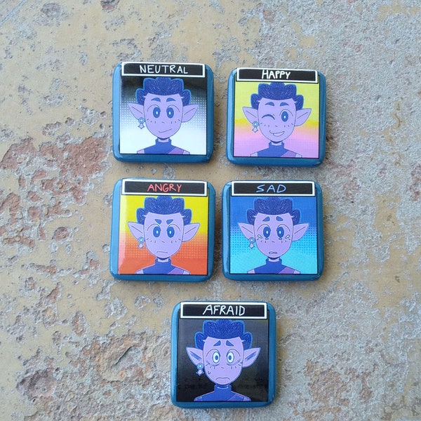 Gus OmoriHouse Emotion Button Pins // 1.25in Square Badges