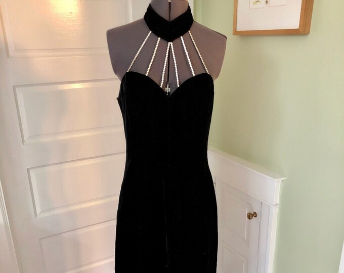 90's Strapless Velvet Black Blue Floral Bubble Prom Dress by Positively Ellyn main image 1