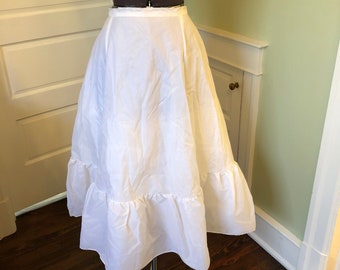 80s White Petticoat with Crinoline Ruffles for Midi Dress by Sydney Bush Original | Size Small