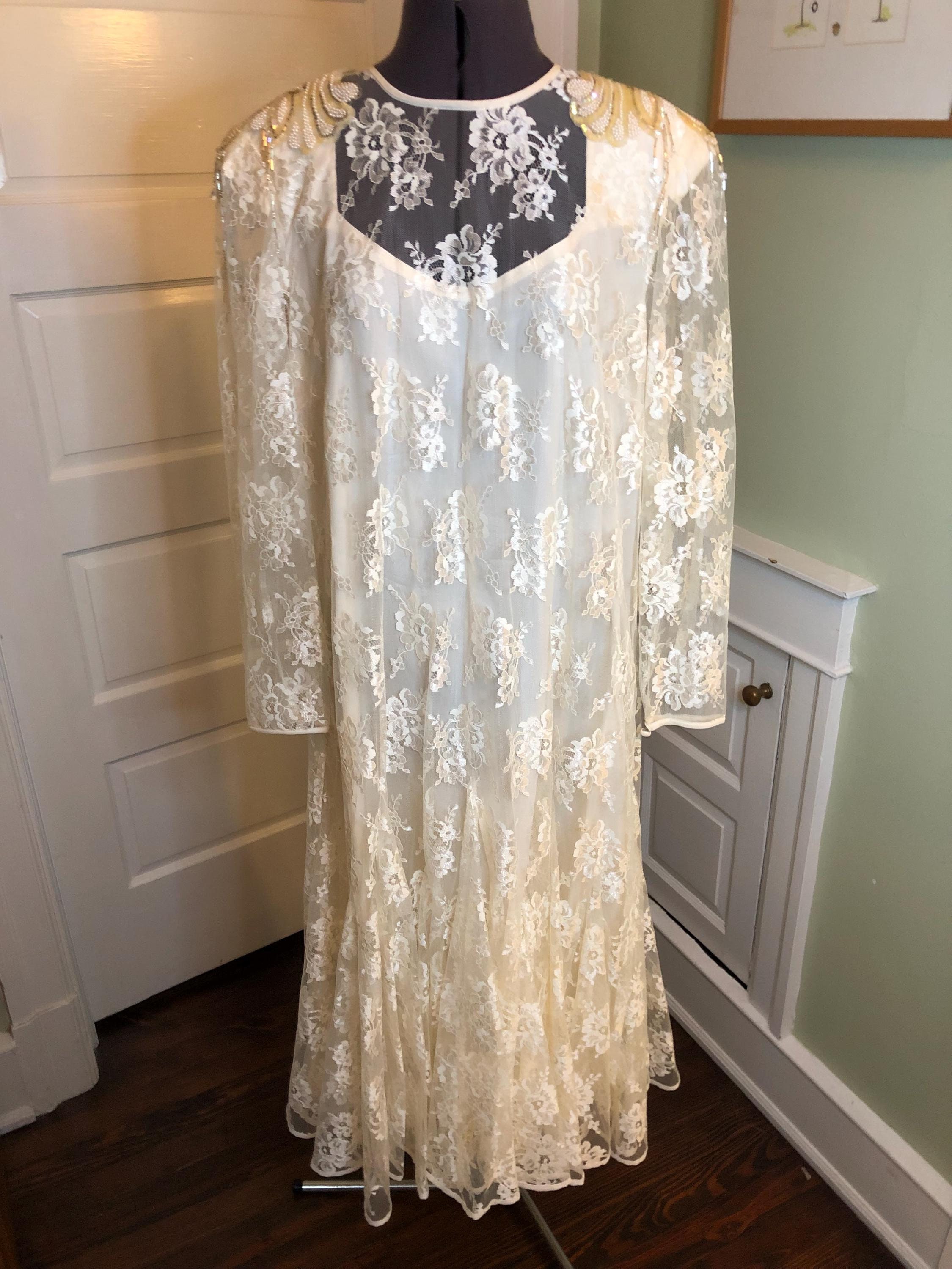 chinese dress ladies Zapaka Women Ivory Lace Midi Engagement Dress with Bow V Neck A Line Long Sleeve Bridal Dress, Ivory / US24W
