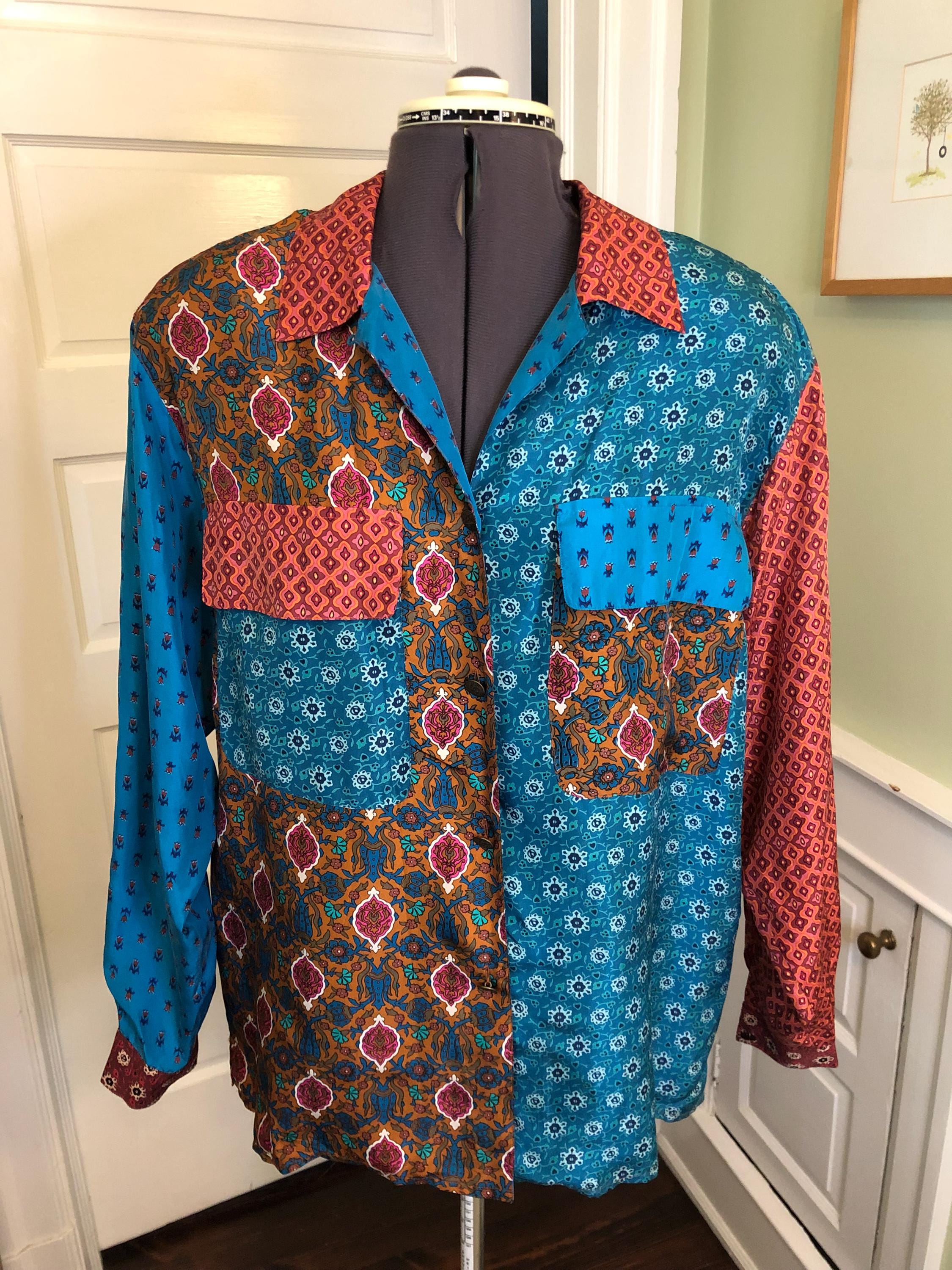 80s Silk Blouse - Etsy