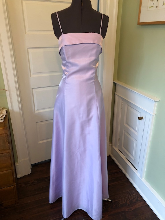 90s Shimmery Lavender Sleeveless Prom Dress or Fo… - image 2