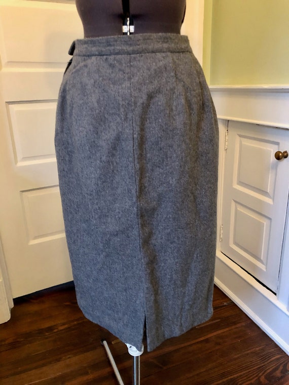 60s Pendleton Gray Virgin Wool Straight Skirt wit… - image 3