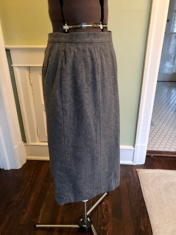 60s Pendleton Gray Virgin Wool Straight Skirt wit… - image 2