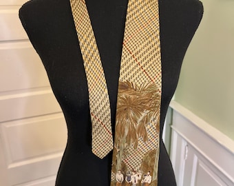 90s Brown and Green Silk Golfer Necktie by Polo Ralph Lauren, Rare Pattern | 3.75"