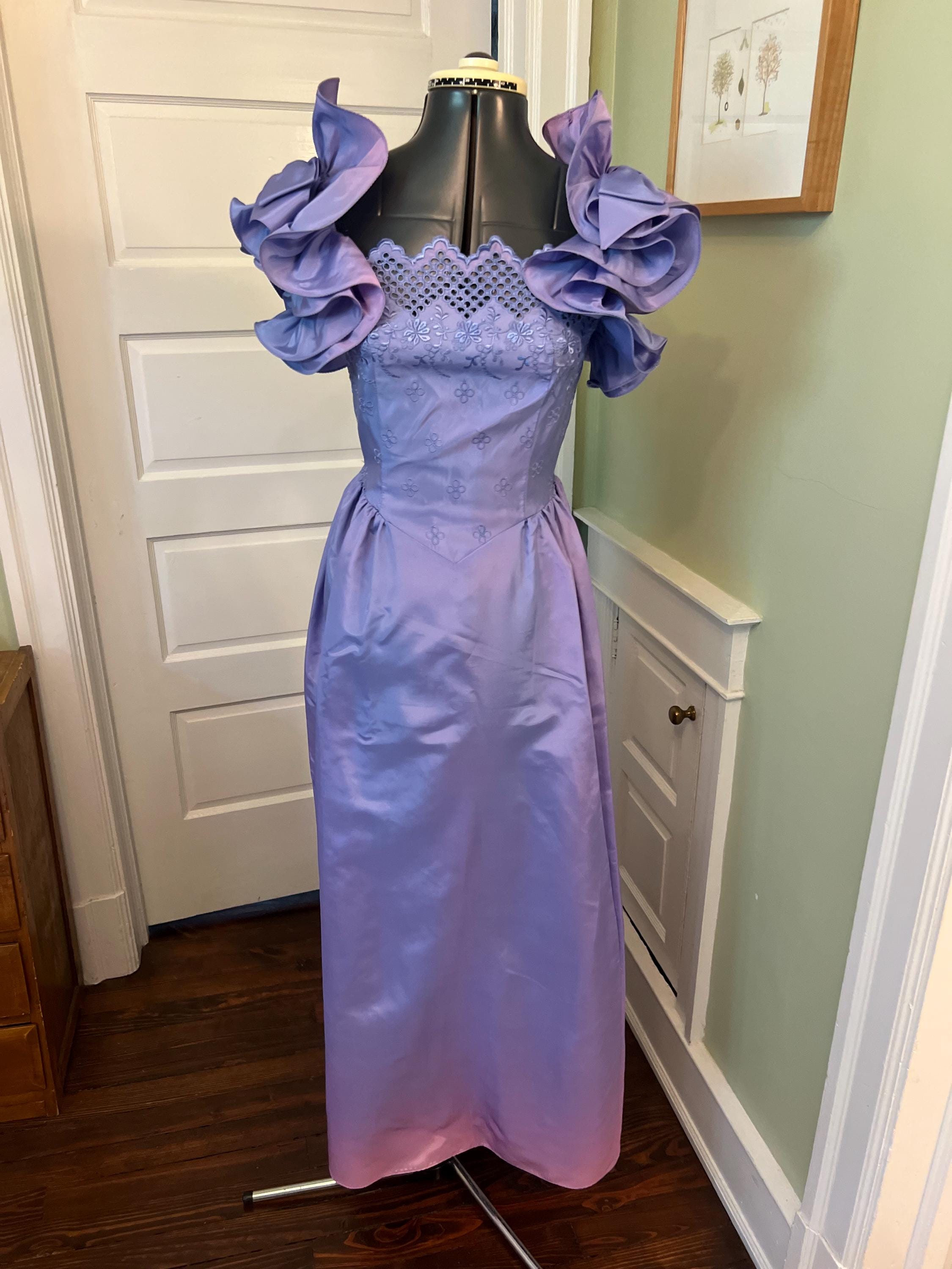 80s Ruffle Sleeve Dress - Etsy