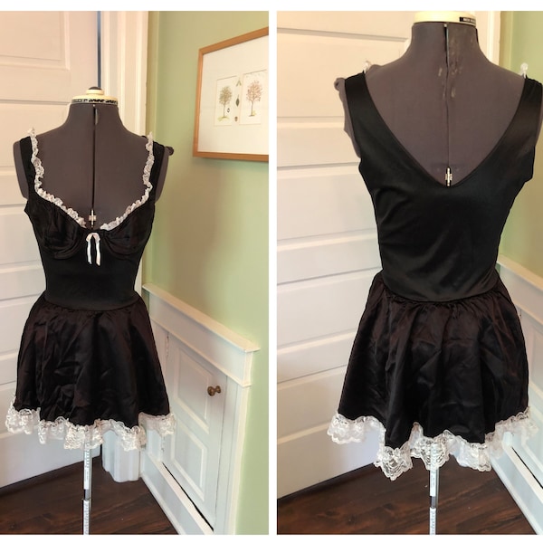 French Maid Cap Sleeve Top & Ruffled Micro Mini Skirt Set main image 1