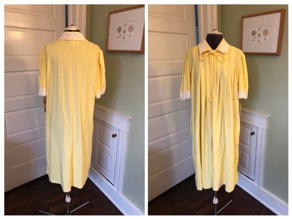 70s-80s Yellow Cotton Blend Terry Short Sleeved Z… - image 1