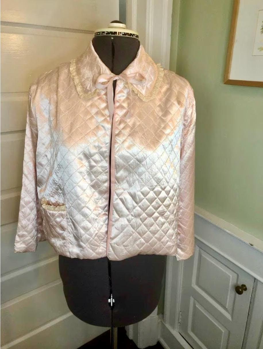 Vintage Quilted Satin Bed Jacket - Etsy