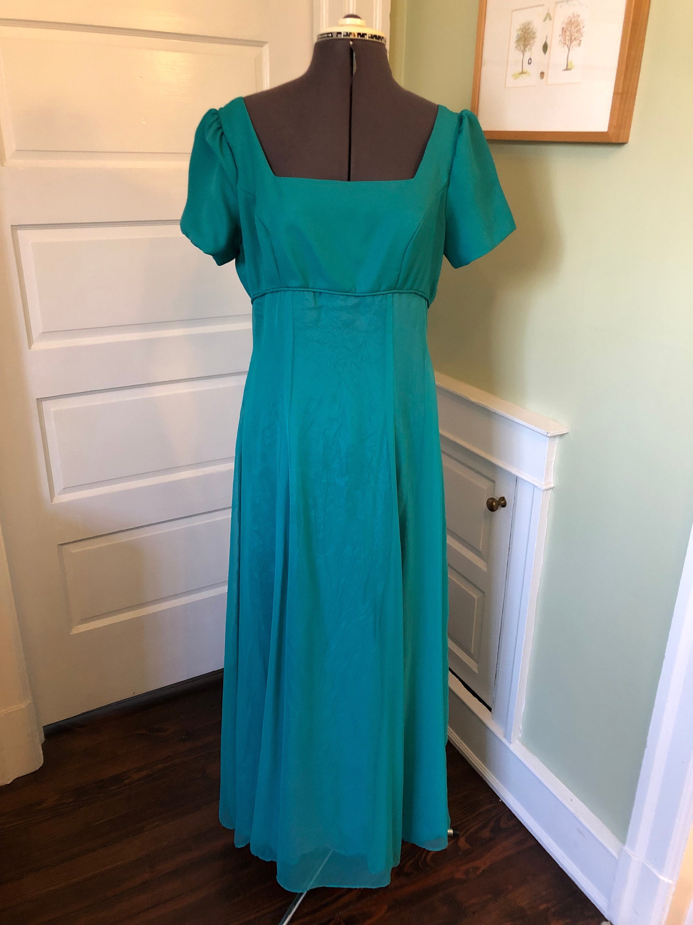 Teal Green Chiffon Prom Dress