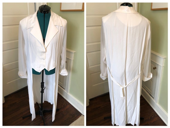 80s White Long Blazer with Ankle Length Tails and… - image 1