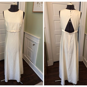 90s Yellow Sleeveless Bridesmaid Dress or Prom Formal with Empire Waist and Bow by Jessica McClintock | Size Medium