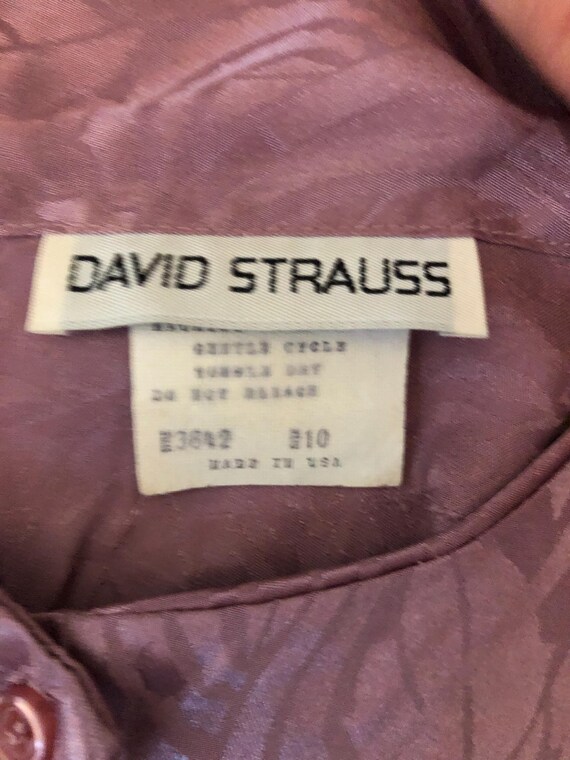 70s Leaf Patterned Polyester Satin Lavender Long … - image 5